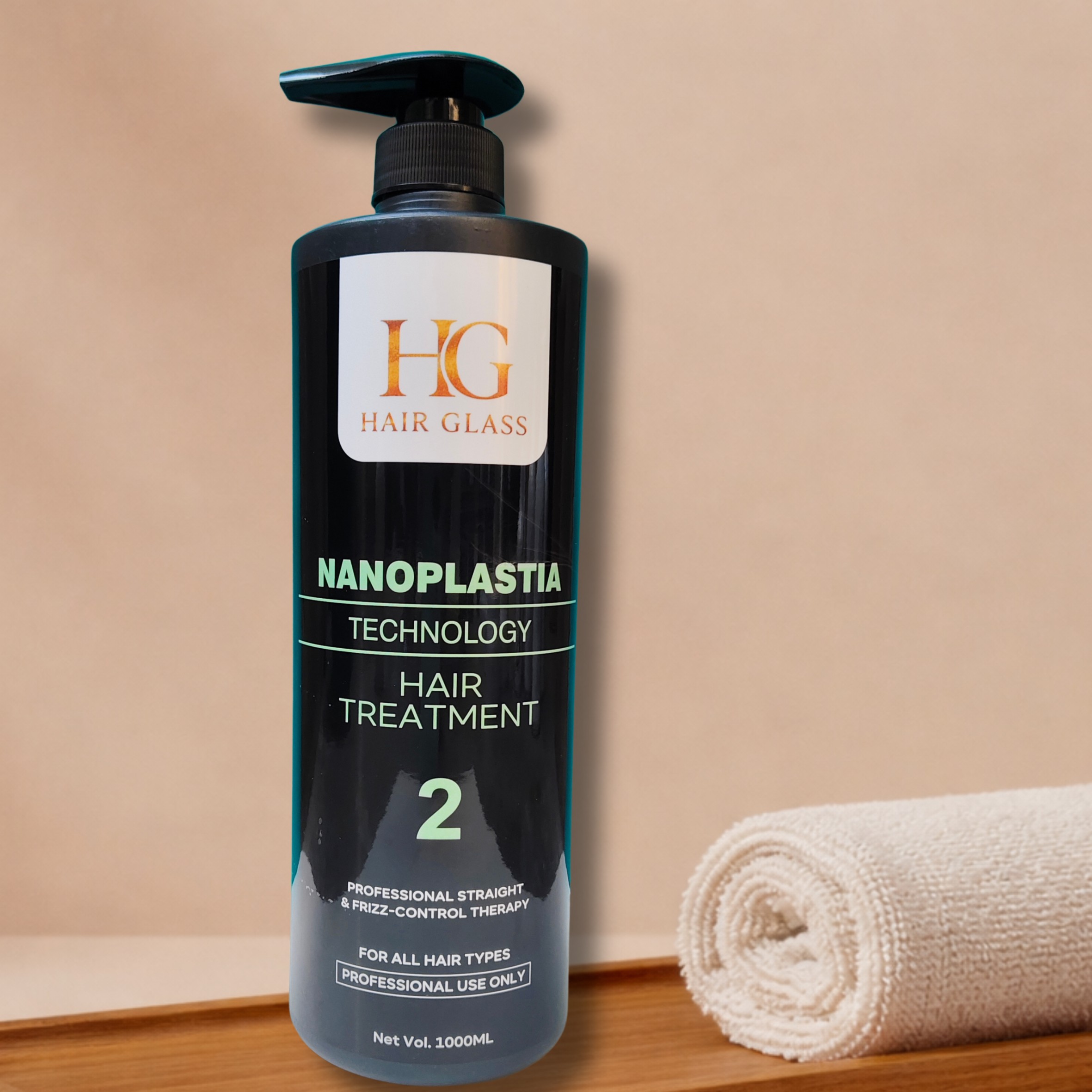 HG Hair Glass Nanoplastia Technology Hair Treatment No. 2 (1000ml) – Professional Straight & Frizz Control System