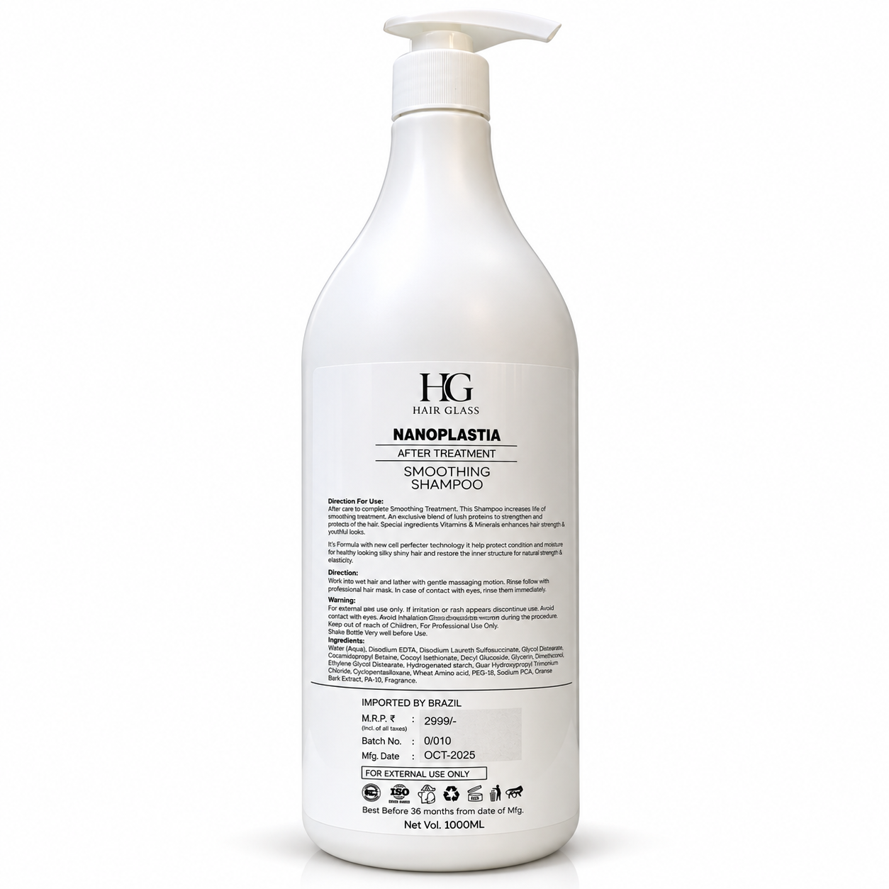 HG Hair Glass Nanoplastia After Treatment Smoothing Shampoo No. 3 (1000ml) - Image 3