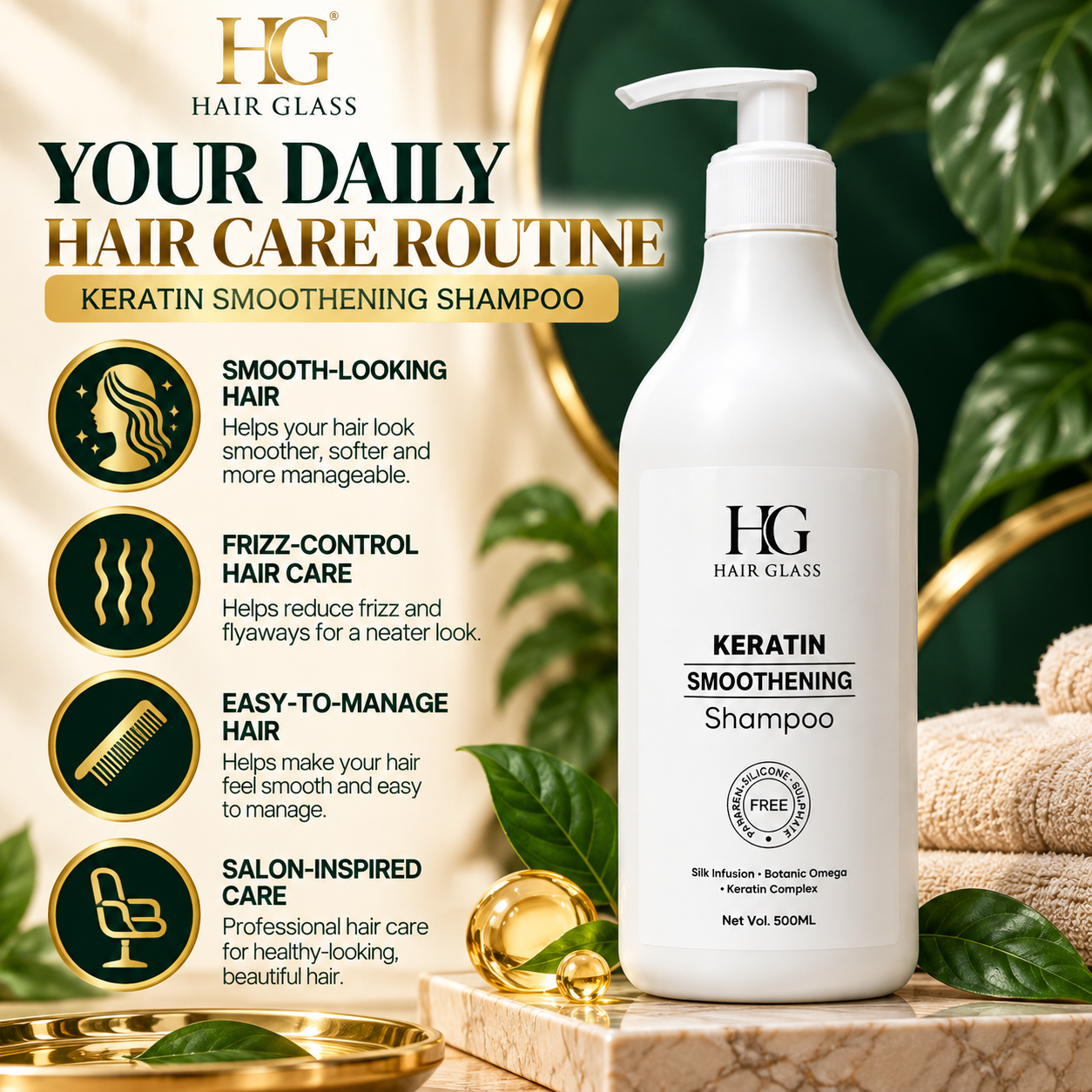 HG Hair Glass Nanoplastia After Treatment Smoothing Shampoo No. 3 (1000ml) - Image 5