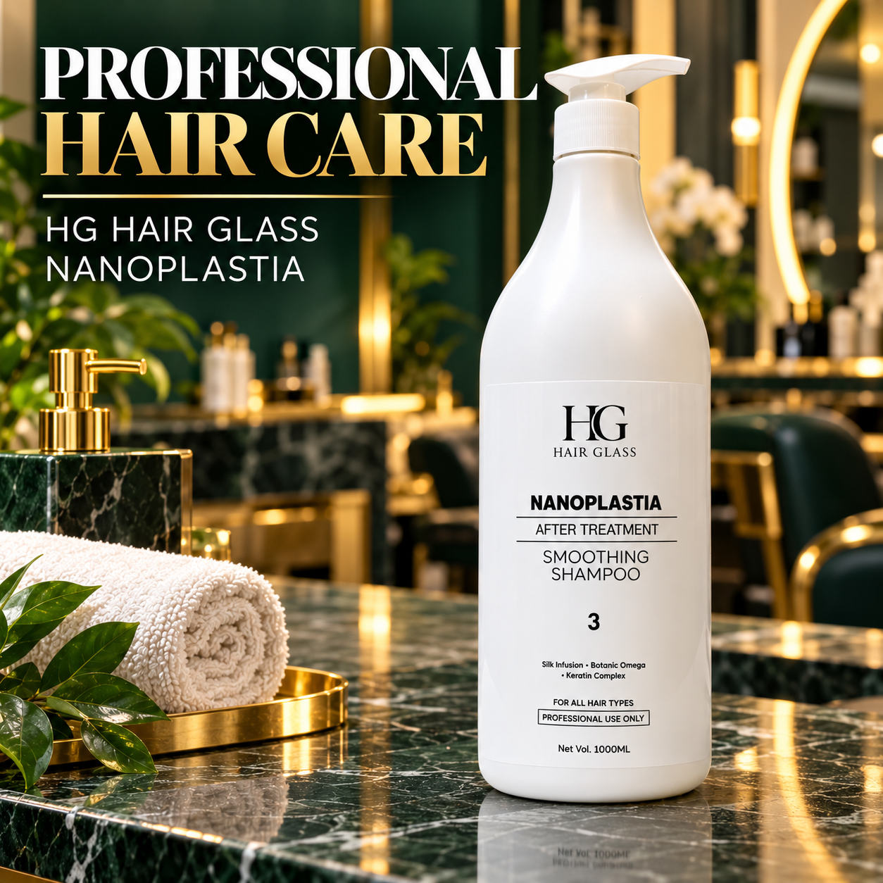 HG Hair Glass Nanoplastia After Treatment Smoothing Shampoo No. 3 (1000ml) - Image 4