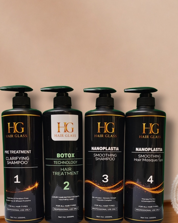 HG Hair Glass Premium Botox Hair Treatment Kit – Professional 4 Step Salon System (1000ml)