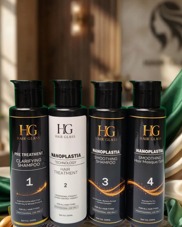 HG Hair Glass Nanoplastia Technology Professional Hair Treatment Kit (4 Step Smoothing System)