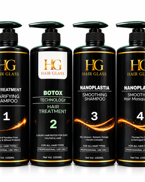 HG Hair Glass Premium Botox Hair Treatment Kit – Professional 4 Step Salon System (1000ml)