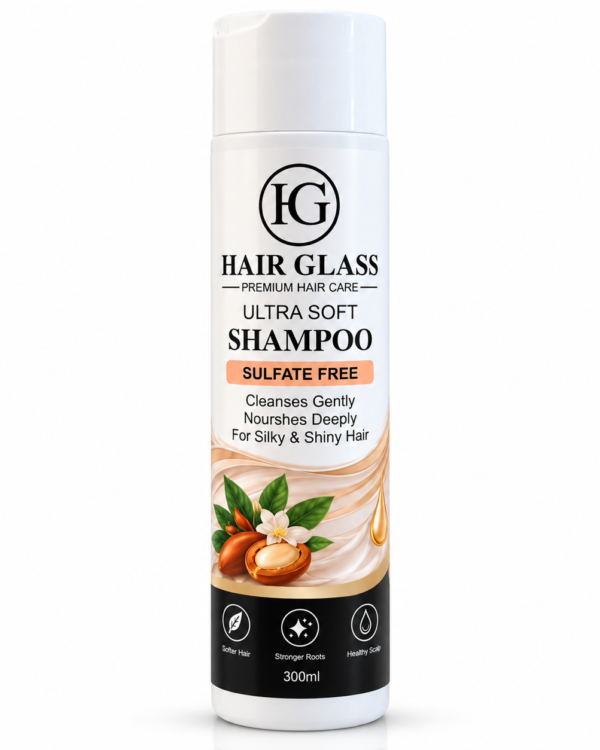 HG Hair Glass Ultra Soft Shampoo, Sulfate-Free Formula, Gentle Cleansing for Silky & Shiny-Looking Hair, 300 ml