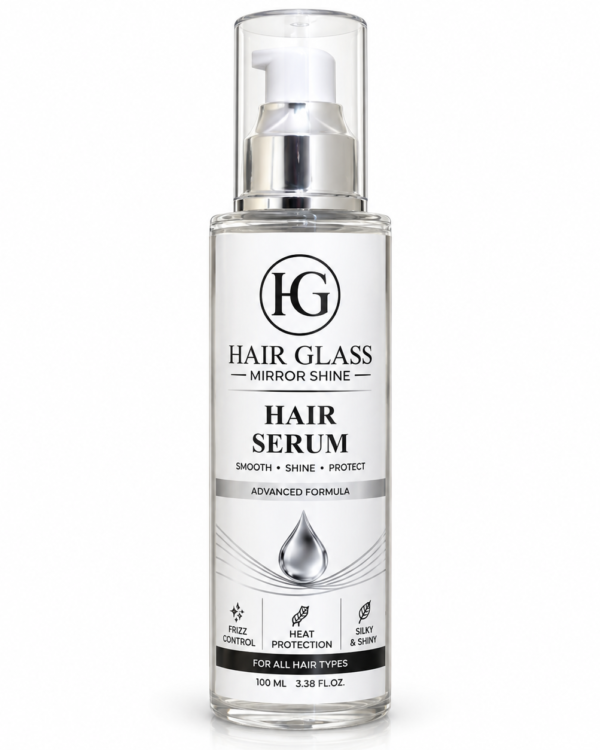 HG HAIR GLASS Mirror Shine Hair Serum 100 ML | Frizz Control, Heat Protection & Silky Shine | Hair Serum for All Hair Types